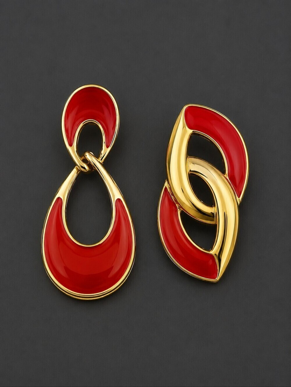 3/$30 Vtg 1980s Mismatched Red Teardrop Post Earrings